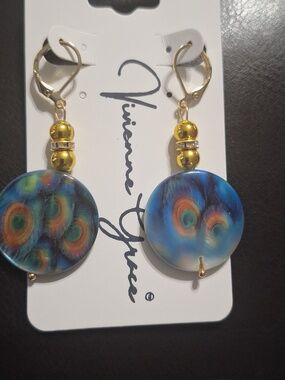 Blue And Gold Dangle Earrings